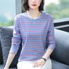 2023 Women's Oversized Striped Cotton Long-Sleeve T-Shirt for Autumn