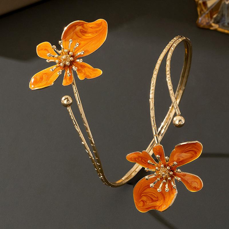 Drip Oil Flower Irregular Pendant Necklace Stud Earrings Bracelet Rings Set for Women Elegant Clavicle Chain Jewelry Gift