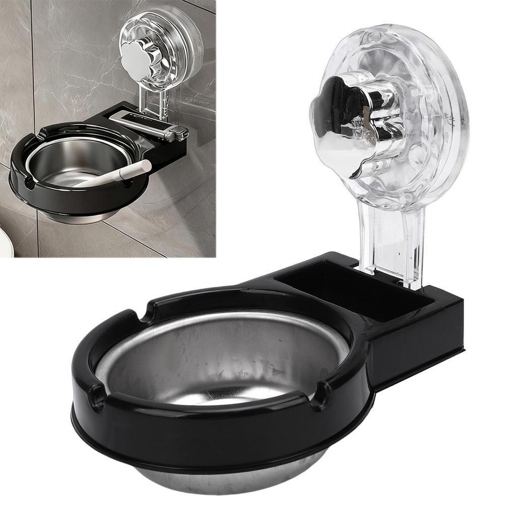 Wall Mounted  tray Space Saving Stainless Steel  tray with Strong Suction Cup for Toilet   Hotel Black