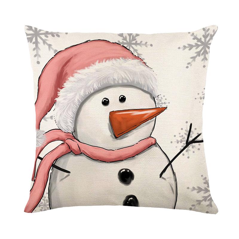 Santa Pillow Christmas Pillow Cover Home Sofa Decoration Linen Printed Cushion Cover