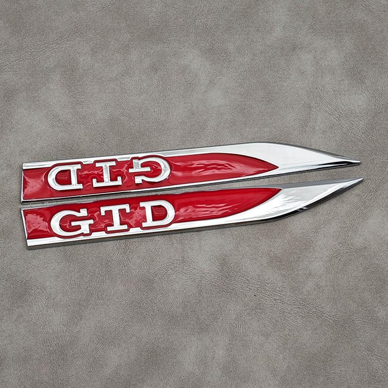 2026 New For VOLKSWAGEN VW 2Pcs Red Black Metal Logo GTD Emblem Car Fender Side Badge For Volkswagen VW Golf 7 6 5 4 MK4 Polo Je