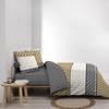 Housse Couette + 2 Taies Polycoton 220 X 240 Cm Strie Ocre