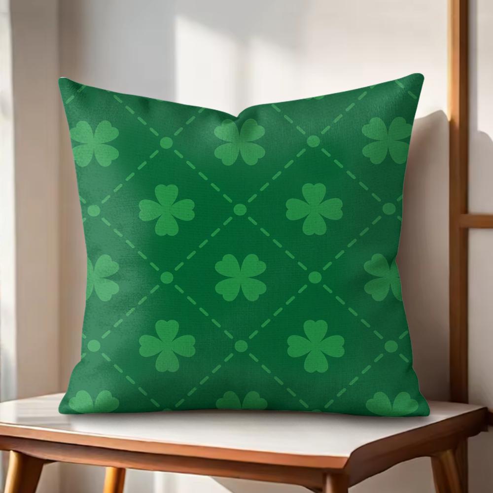

St Patricks Day Gift Cushion Cover Natural Linen Organic Fabric DoubleSided Printing Couch Pillow Covers Home Decor 30x30cm