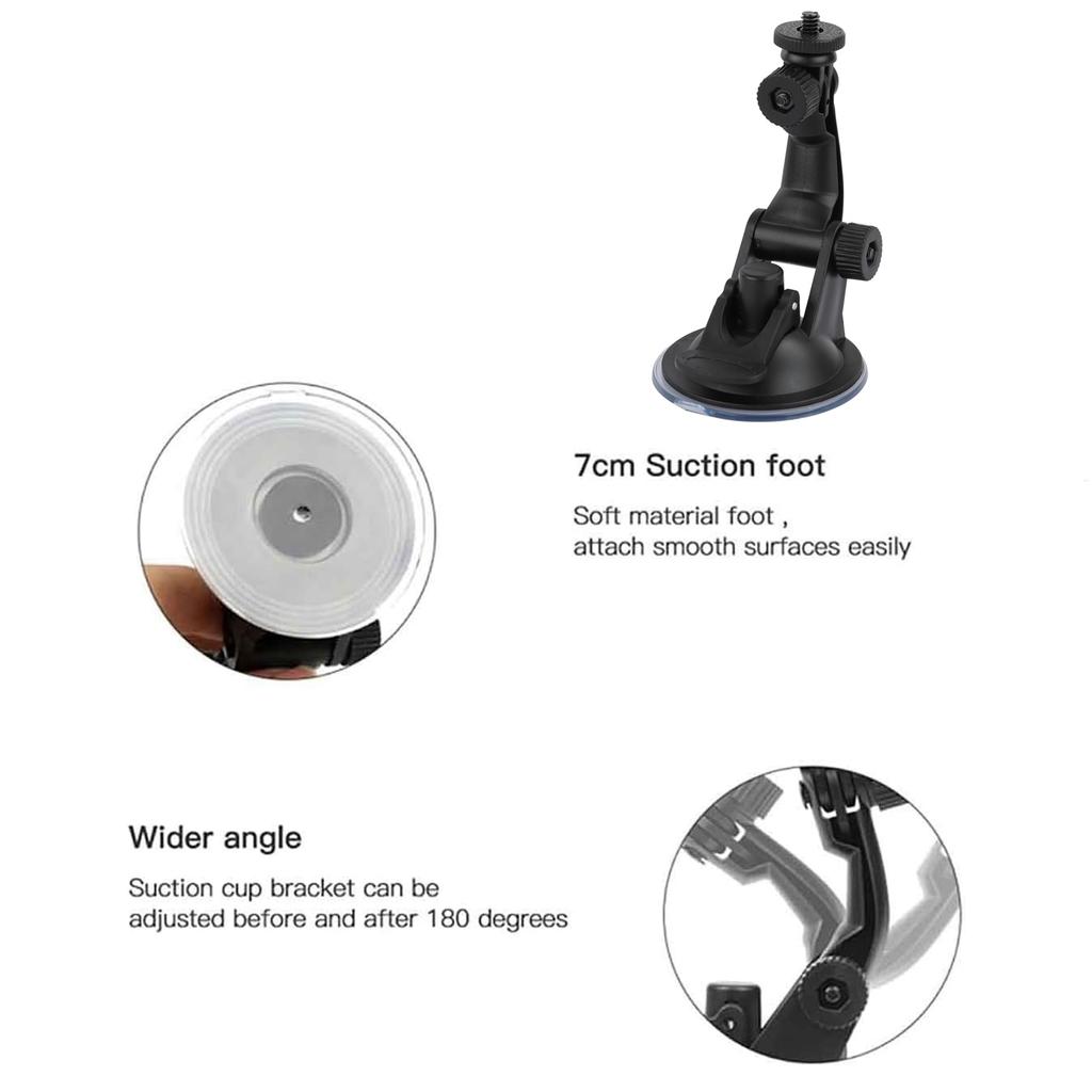 Car Suction Cup Holder 1/4 Car Mount for GoPro Hero 13 12 11 10 9 Insta360 SJCAM SJ4000 AKASO DJI Osmo Action Camera Accessories