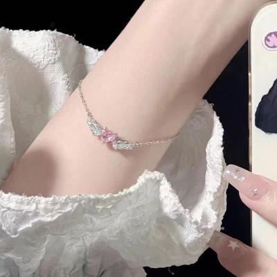 JMXD-Angel Wings Pink Diamond Love Bracelet Versatile Jewelry
