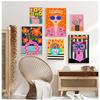 Leopard Lady Colorful Rainbow Flower Cup Wall Art Canvas Painting Nordic Posters and Copies Wall Photos for Living Room