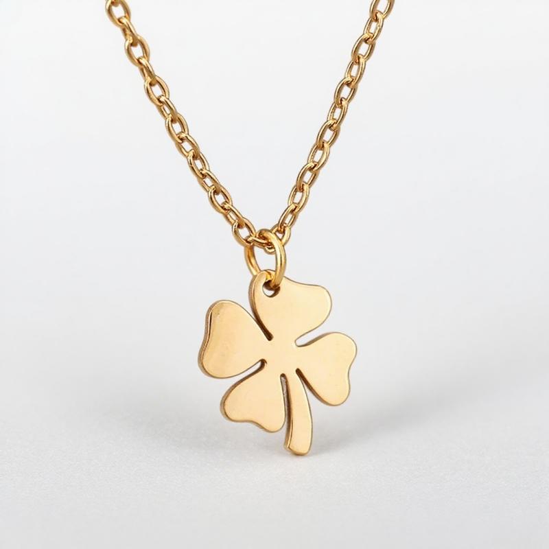 Stainless Steel Pendant Necklaces Leaf Clover Pendant Chain Necklaces for Women Choker Necklace Jewelry Party Birthday Gift New