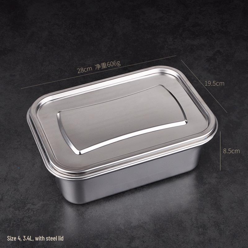304 Stainless Steel Large Rectangular Food Storage Container for Kitchen and Refrigerator