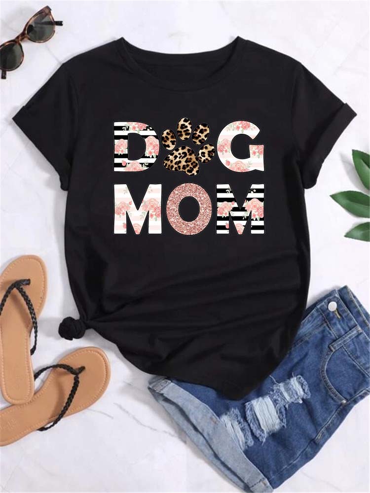 Trend Dog Mama Printed Women T-shirts Fashion Cartoon Graphic Print T-shirts Clothes Female Shirt Short Sleeve Casual Tees