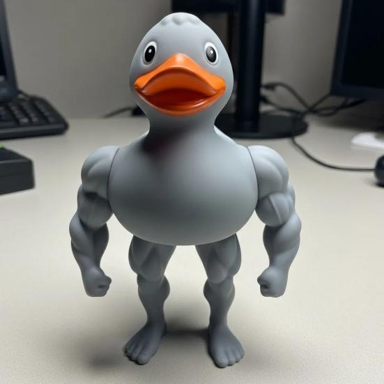 Muscle Duck Figurine The Gym Bro of The Duck World 3D Printed Muscular Duck Statue Gift for Fitness Lovers Protein Powder Hoarders