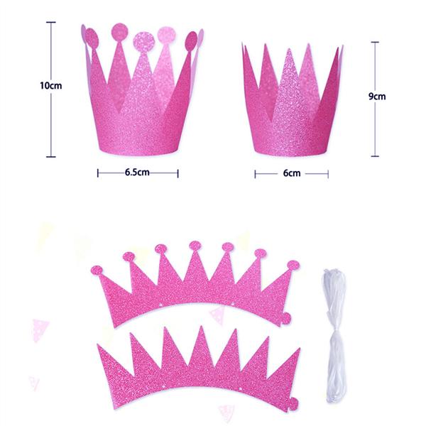 6PCS Glitter Birthday Crown Hats Party 