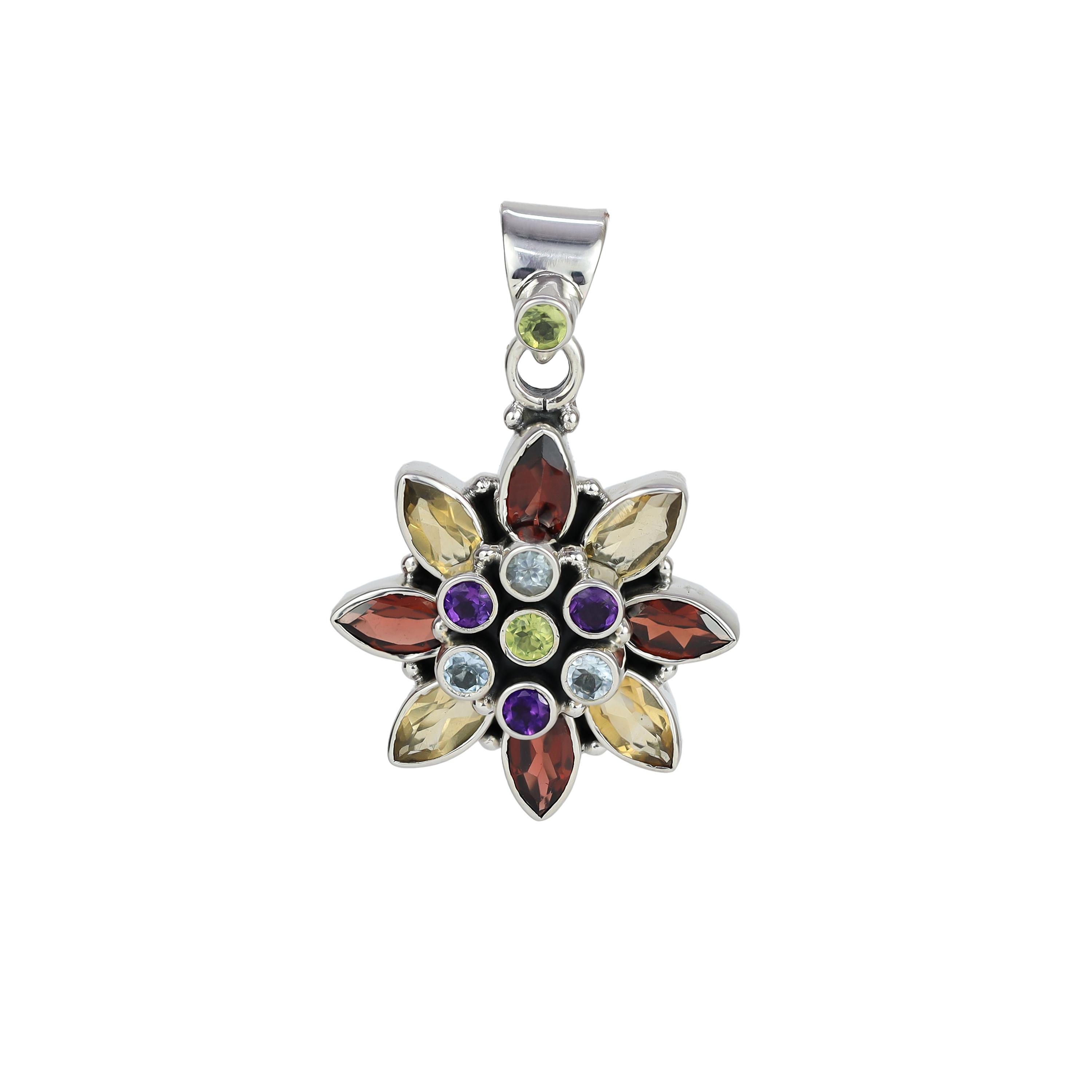 

Natural Amethyst Flower Pendant for women 925 sterling silver pendant