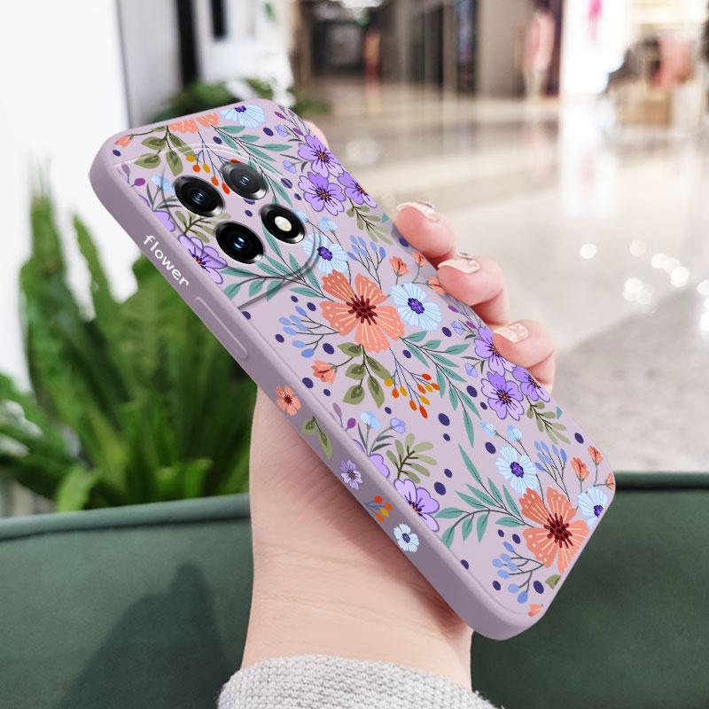 Miss Flower Phone Case For Oneplus 11 11R 10 10R 10T 9R 9RT 9 8T 8 7 7T Pro 5G Liquid Silicone Cover