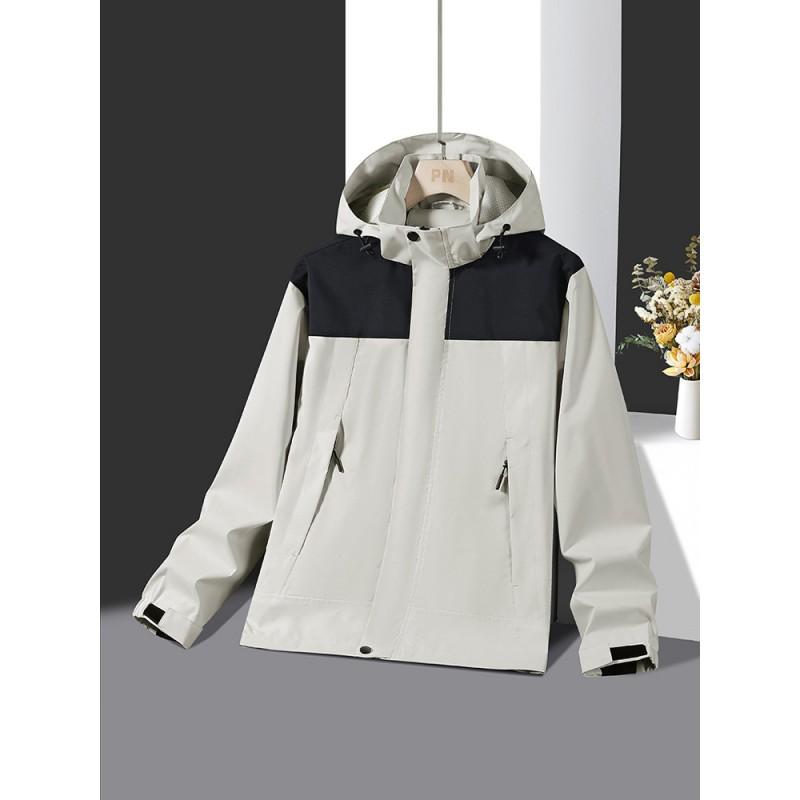 Unisex Waterproof Windproof Hiking Jacket With Detachable Hood Lightweight Outdoor Raincoat Trekking Camping Cycling