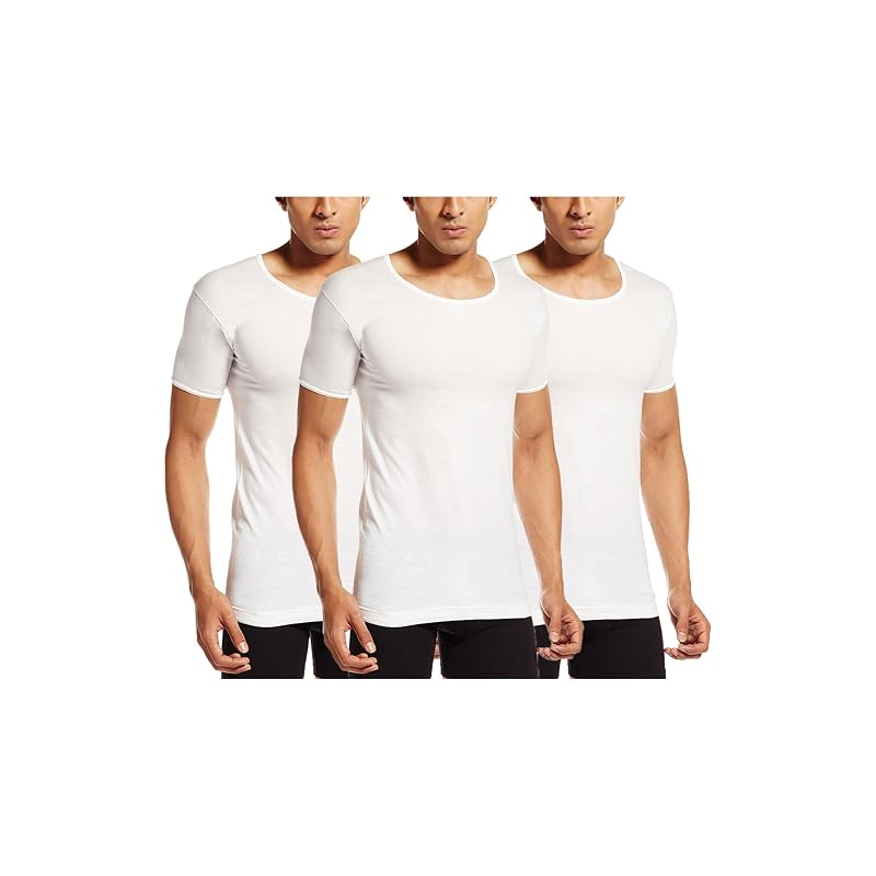 PRAKASAM COTTON Men' Combed Cotton Round Neck Half Sleeve Vest with Extended Length for Easy Tuck ( ) Pack of