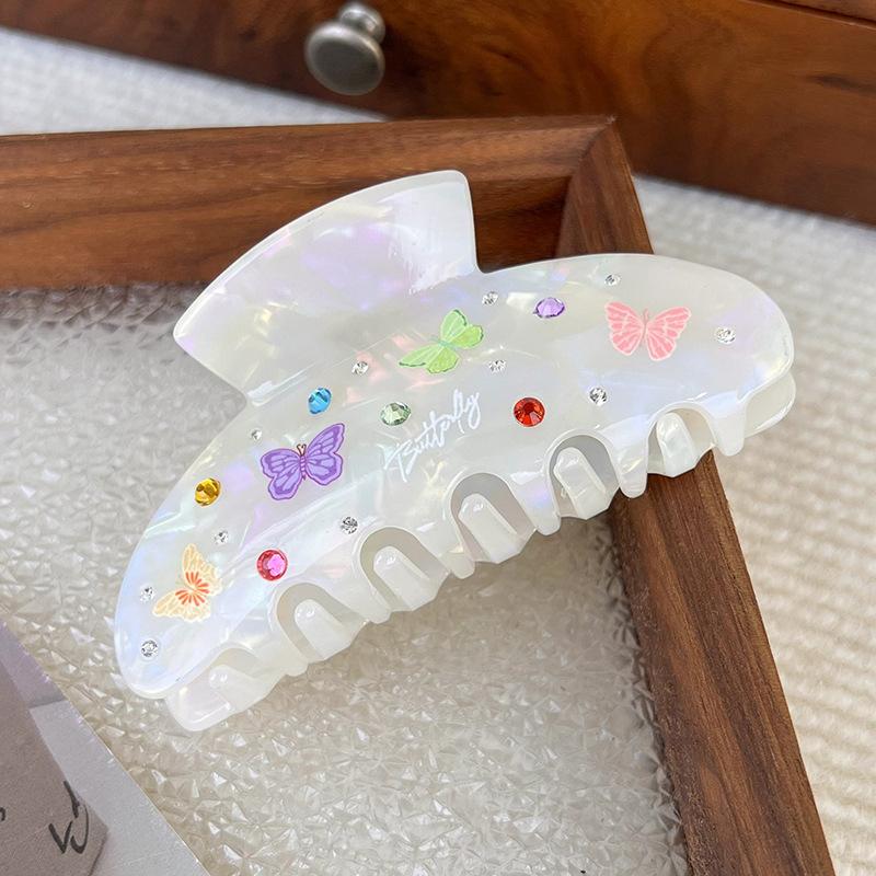 

1 шт. элегантная акриловая заколка для волос с бабочкой из стразов - крепко держит, подходит для густых и вьющихся волос