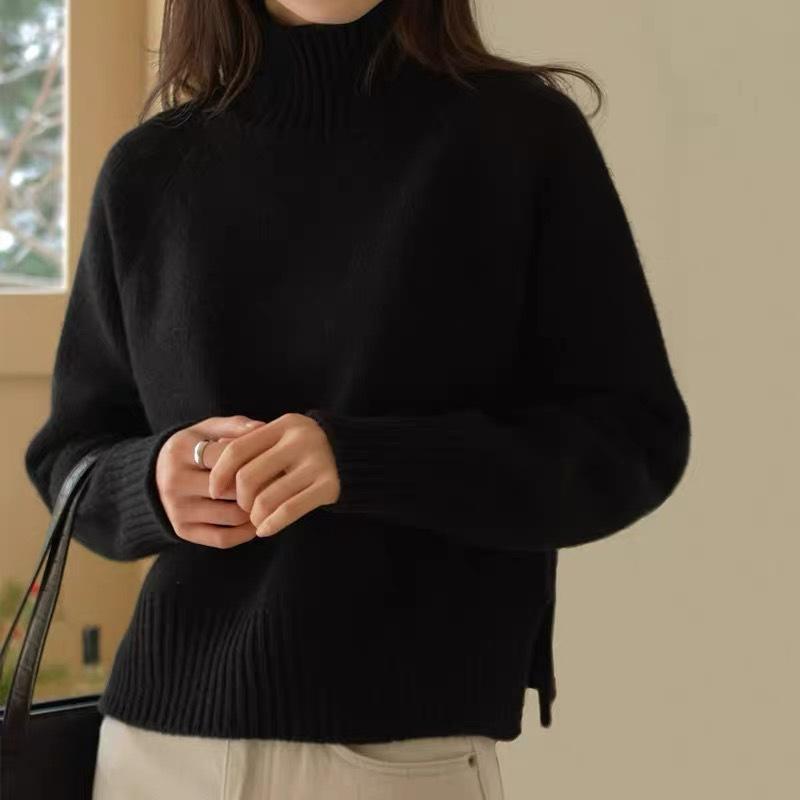 

Semi-turtleneck lazy wind imitation mink sweater women s autumn and winter new thickened bottoming shirt loose knitted top One size fits all [recommended 80-60kg]