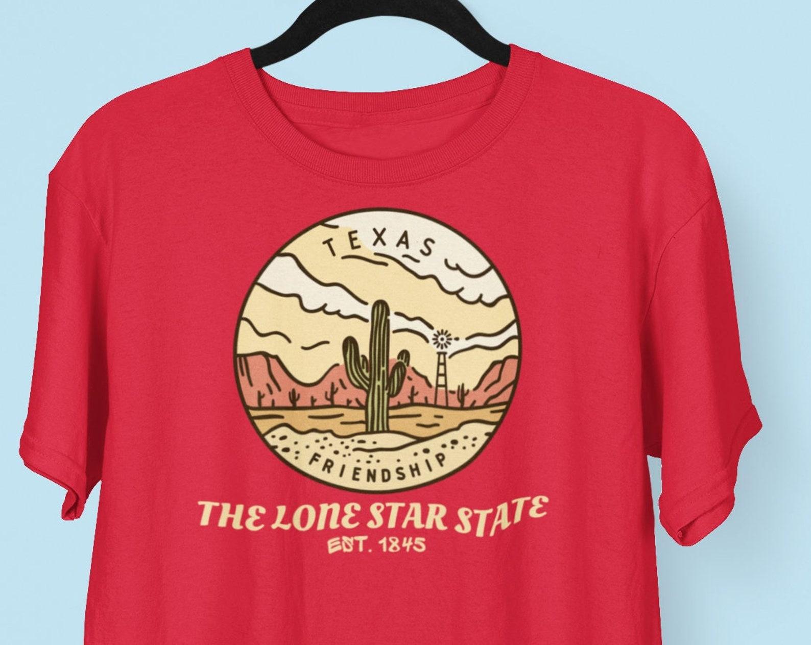 Texas The Lone Star State T shirt, Texas Cactus Desert State Motto Logo Quarter T shirt, Travel Vacation Texas Shirt 3XL