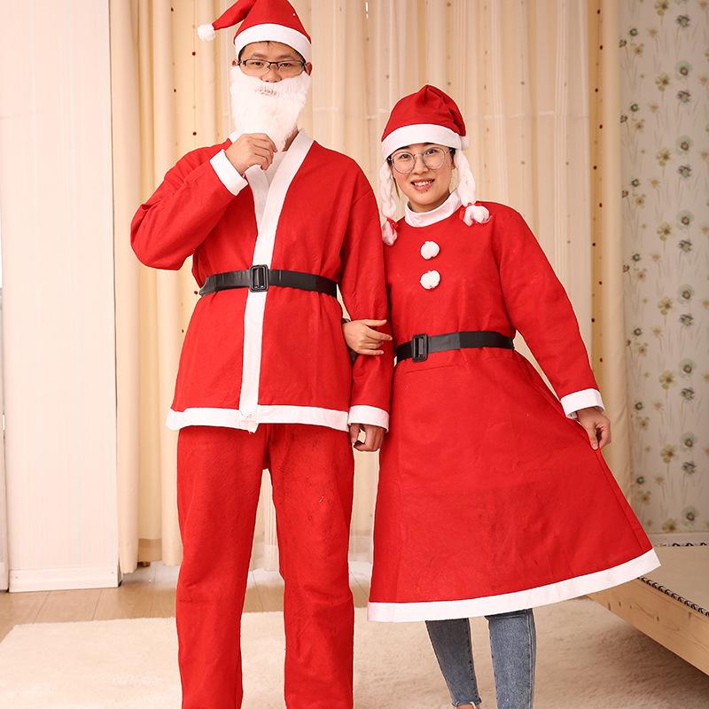 Men Santa Claus Cosplay Costume Christmas Party Outfit Role Playing Dress Women