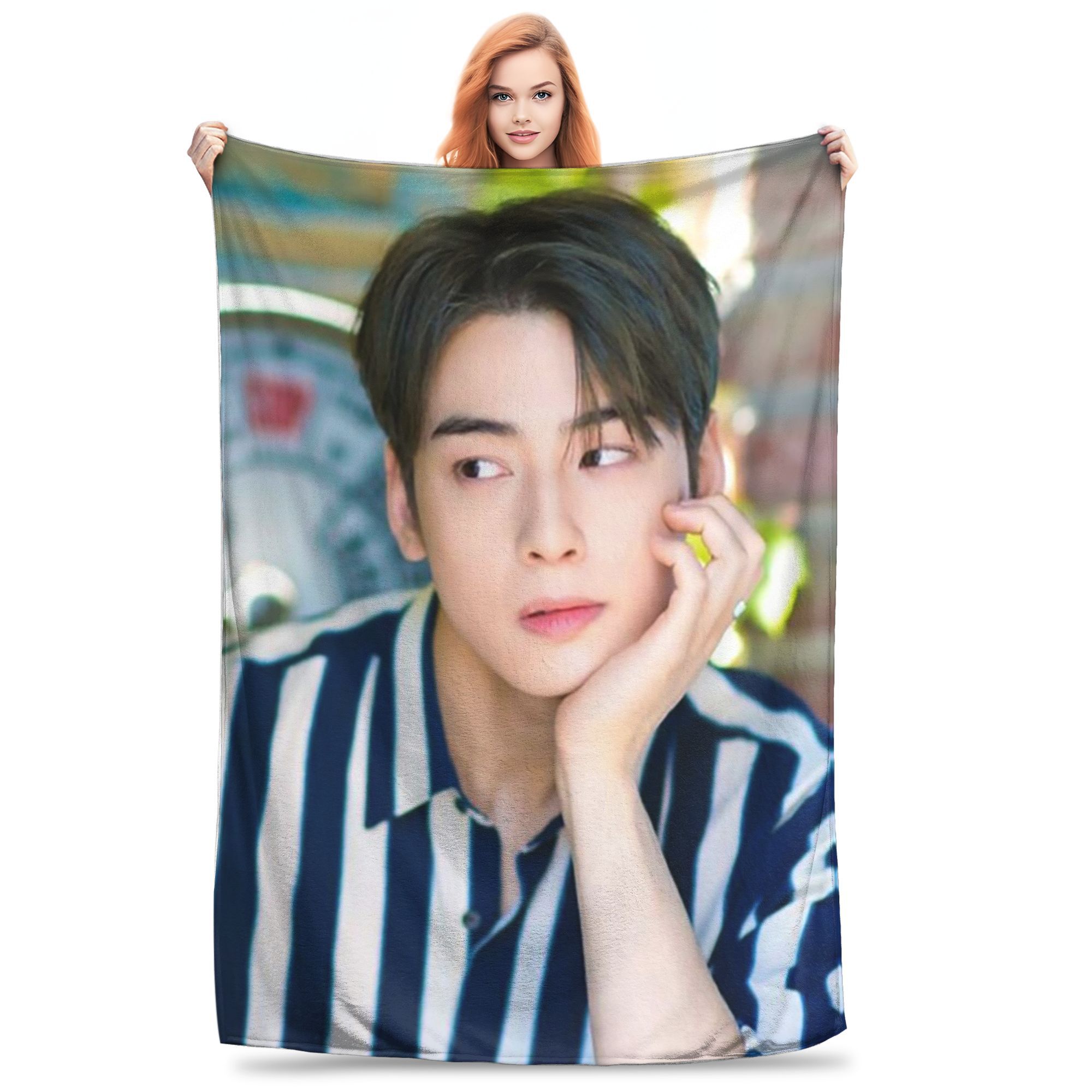 

Cha Eun Woo Blankets Super Soft Fleece Sofa Throw Blanket for Home Bedroom Outdoor Throws Bedspread Quilt 80x120cm
