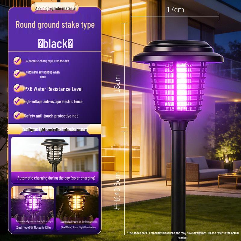 Waterproof Outdoor Solar Mosquito Killer Lamp for Home & Camping - Electric Shock Repellent Device