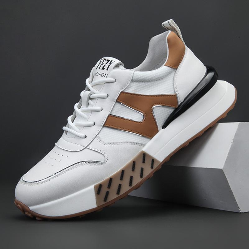 

Кожаные спортивные и развлекательные мужские дышащие туфли Forrest Gump 2024 года из коровьей кожи первого слоя для мужчин, повседневные туфли 38