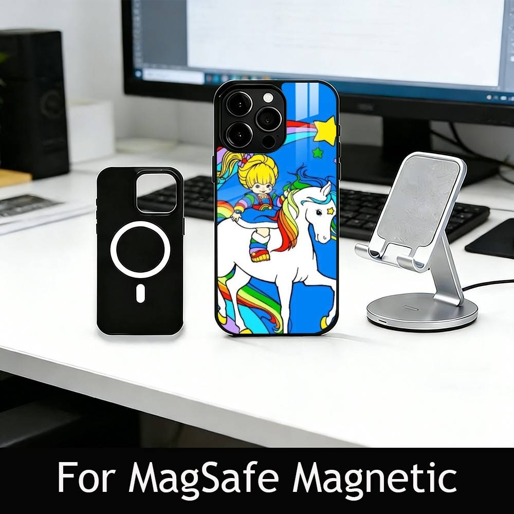 Cute Retro Rainbow Pony Phone Case For iPhone17,16,15,14,13,12,11 Plus,Pro Magnetic For Magsafe Wireless Charging