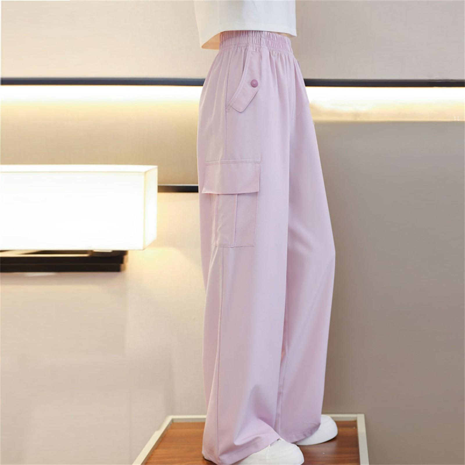 

Летние свободные и повседневные широкие детские рабочие брюки для девочек 140