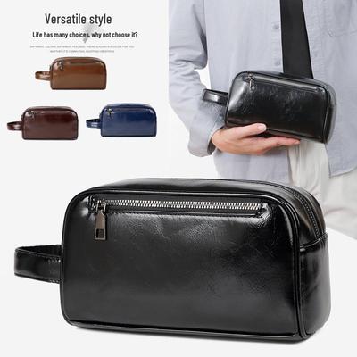 Japanese Men's Soft Leather Business Clutch Bag - Large Capacity High-End PU Handbag