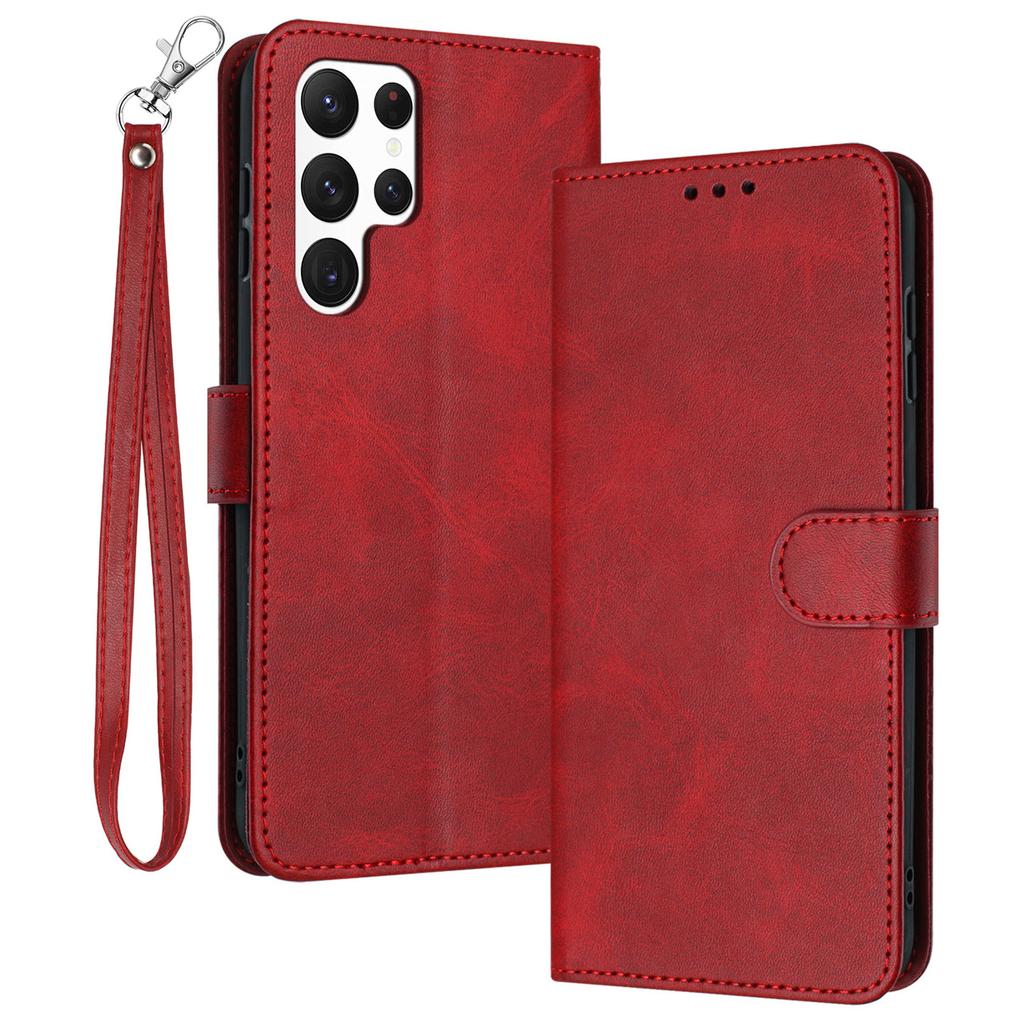 For Samsung Galaxy S25 Ultra Case Flip Stand PU Leather Wallet Phone Cover Calf Texture
