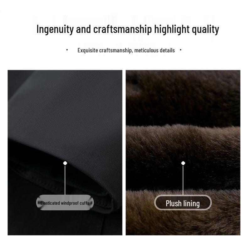 Dad's Winter Fleece-Lined Cotton Coat with Detachable Hood for Middle-Aged and Elderly Men - Thickened and Warm.