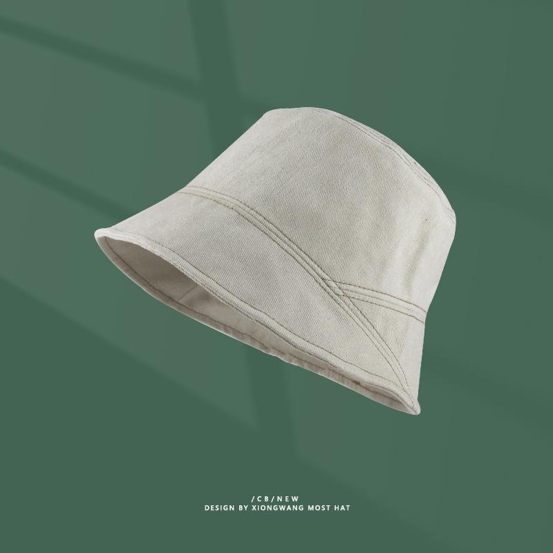 Early Autumn Plain Face Covering Bucket Hat Female Solid Color Casual Versatile Do Not Want To Talk High Cold Wind Basin Hat Male