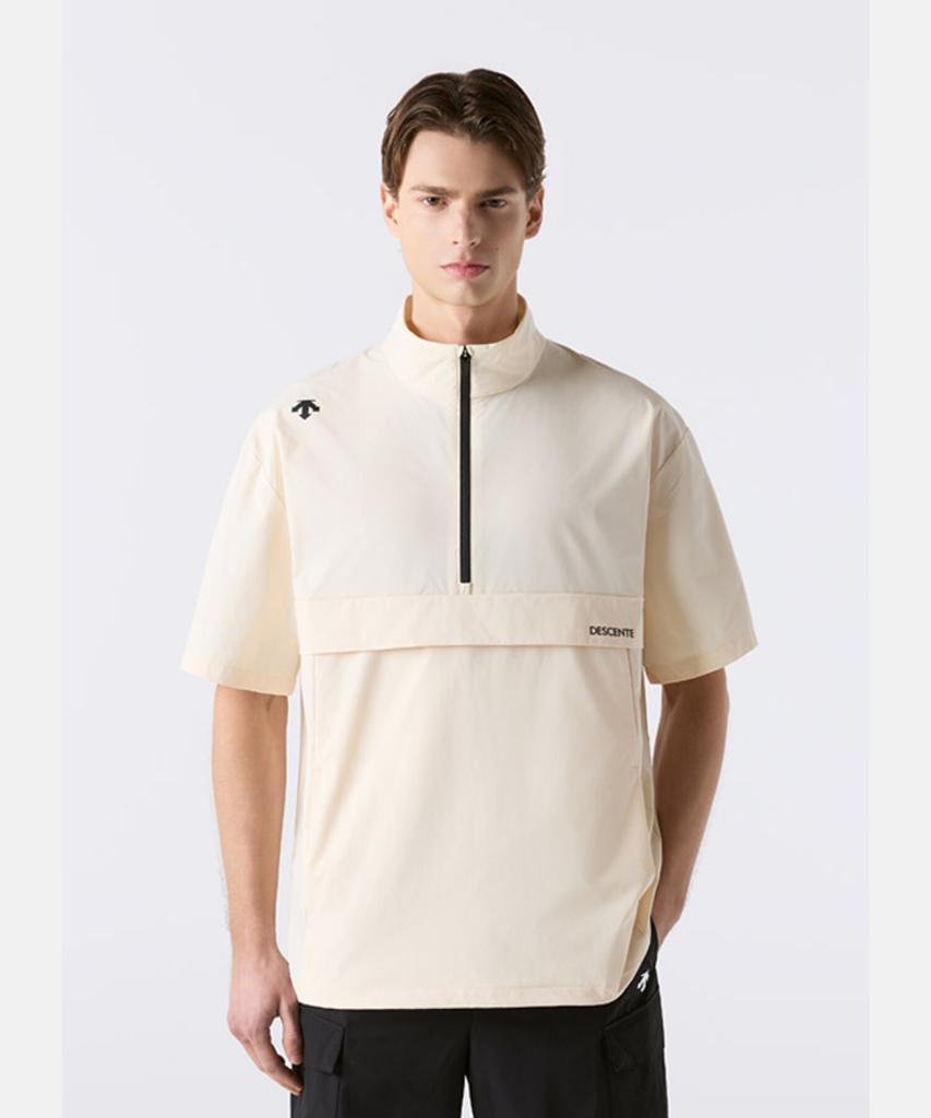 DESCENTE Stretch Woven Short Sleeve Anorak Ivory Sr223Uan44