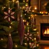 4/6PCS Hand-painted Flocked Finial Christmas Ball Hexagram Long Finial Hanging Ornaments  Christmas