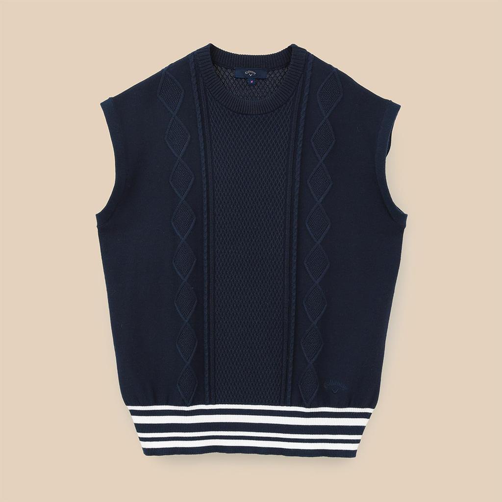 Callaway Women's Crew Neck Knit Vest (Brand Logo, Cable Knit) / Golf / C24119201 1120_Navy S