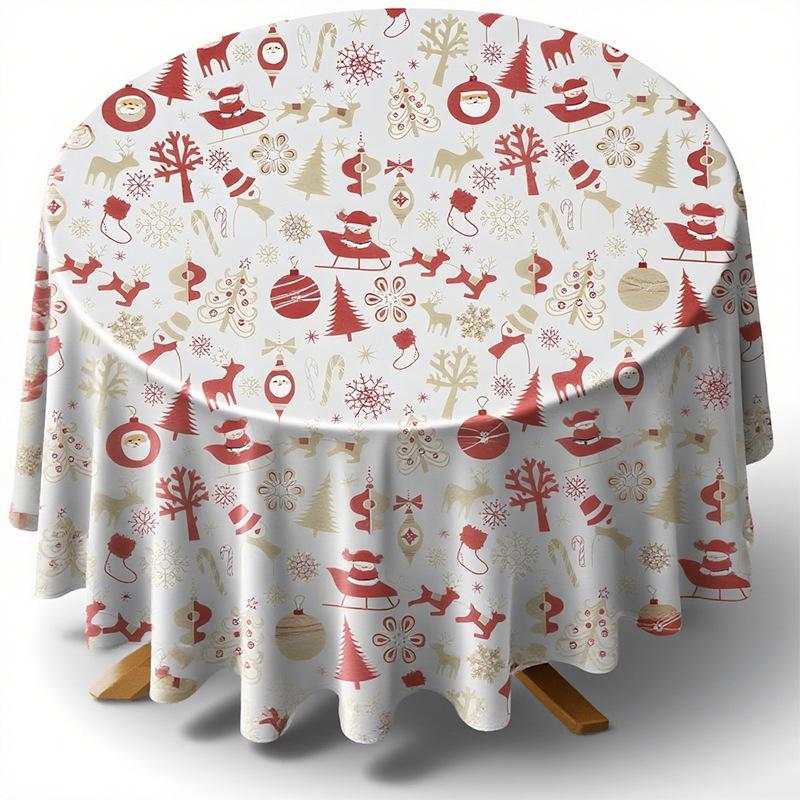 Christmas round tablecloth tablecloth living room home holiday decoration heat insulation anti-scalding tableware