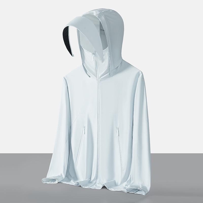 Unisex Hooded Ice Silk Sun Protection Jacket: Skin-Friendly, Breathable, Lightweight, and Cool.