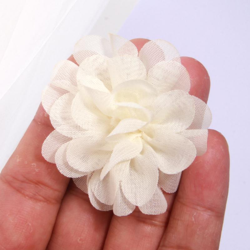 

10Pcs 5cm Handmade Small Chiffon Fabric Artificial Flowers Head For Wedding Dress Hats Home Decoration DIY Accessories кремовый