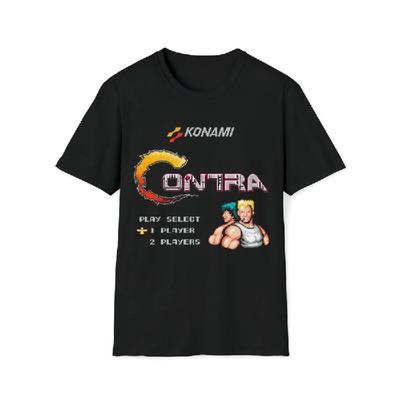 Contra Start Screen 8 Bit Game Nes Famicom Black Softstyle T Shirt