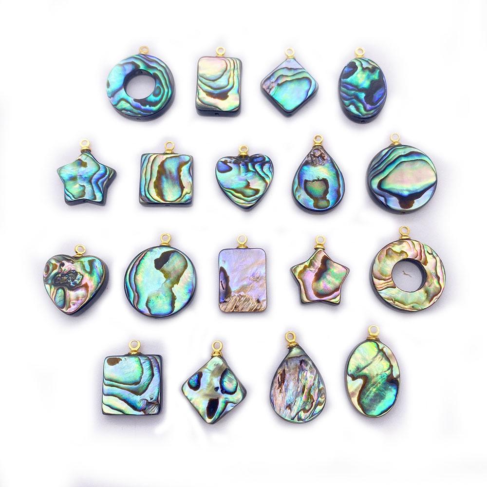 Heart-Shaped Natural Abalone Shell Bezel Pendant for DIY Necklaces