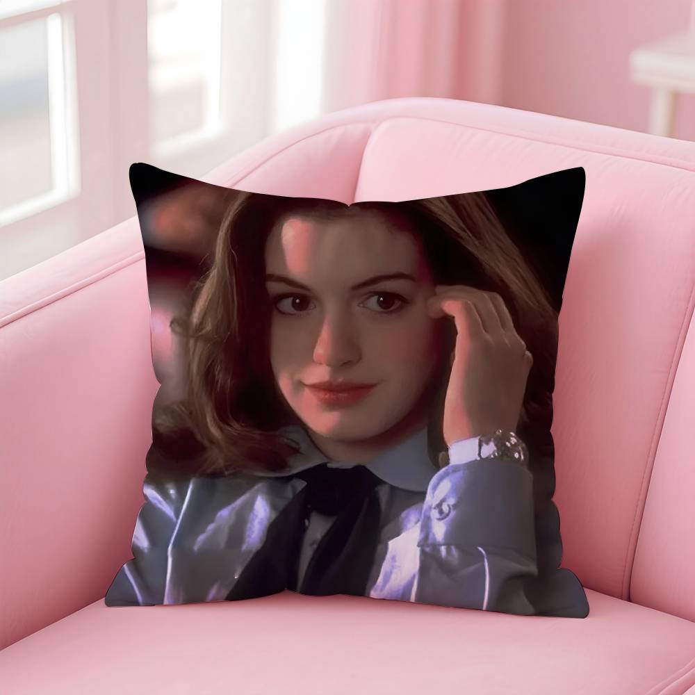 Actor A-Anne H-Hathaway Pillow Case Pattern Printing Pillowcase Living Room Sofa Cushion Cover Bedroom Room Decor