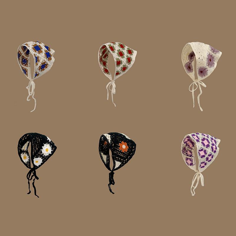 Sweet Cute Triangle Headband For Women Spring Summer Headscarf Travel Literary Photo Hair Scarf Pastoral Style Triangle Headband