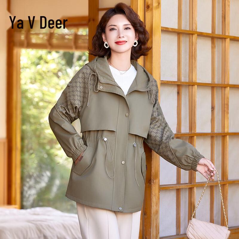 Yalu Women s Mid-Length Plus Size Hooded Trench Coat 3XL