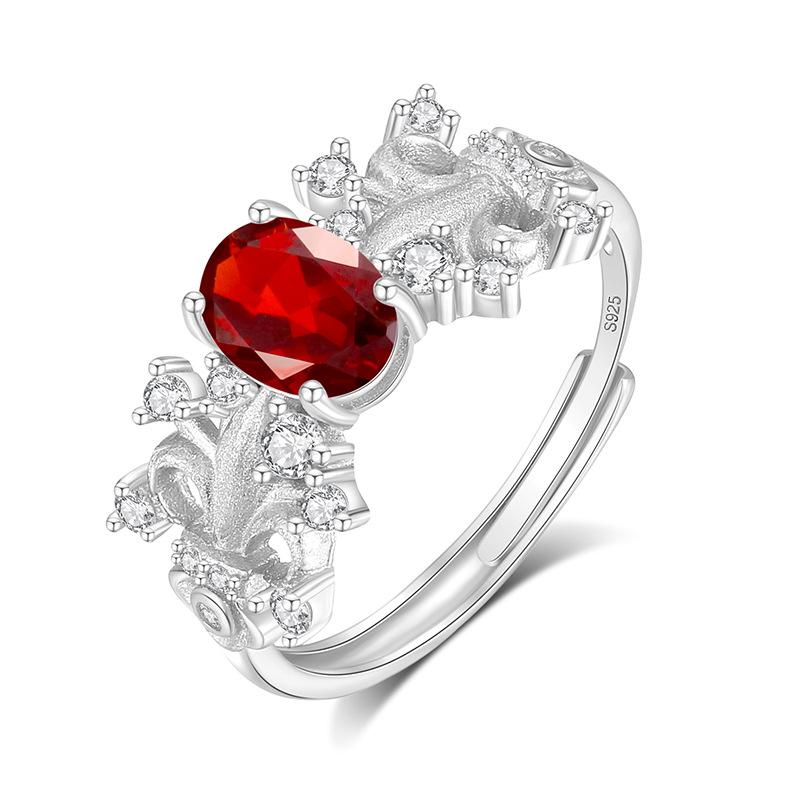 S925 Silver Natural Topaz Ring, Adjustable, Non-fading, Elegant Crystal Jewelry for Women