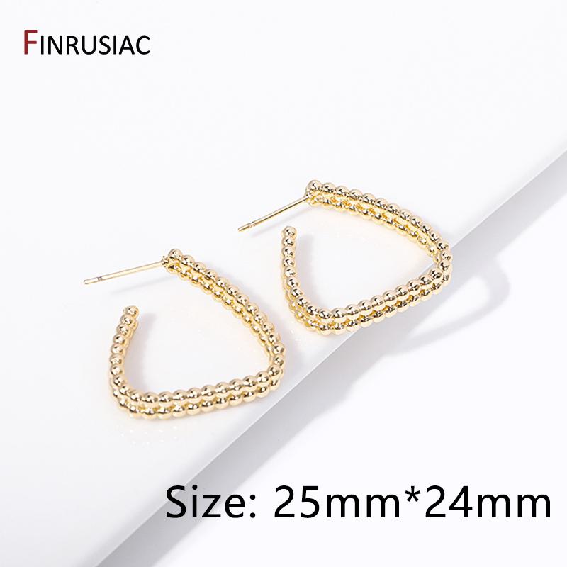 

FINRUSIAC New Fashion Geometric Big Circle/Star/Heart Hoop Earrings For Women 14K Gold Plated Fashion Earring Party Jewelry 1 pair