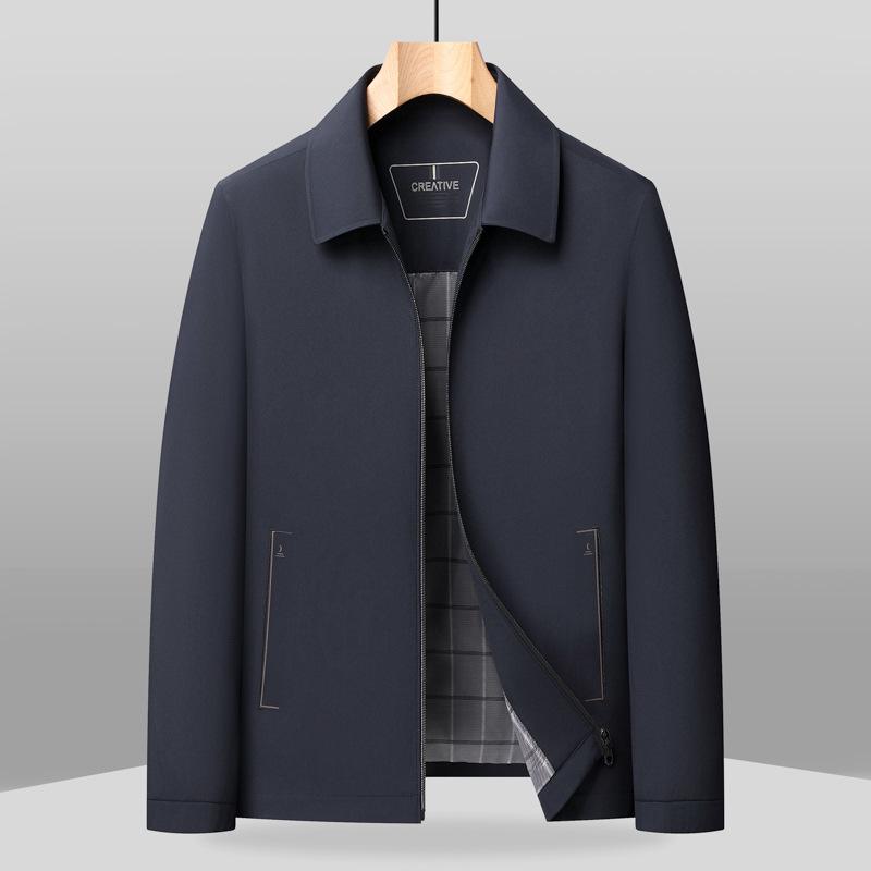 Men's Milk Silk Windproof Jacket - Spring/Autumn Business Casual, Non-Iron, Anti-Wrinkle, Soft Lapel Outerwear