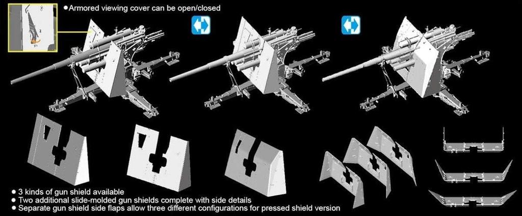Dragon WWII German 88mm Flak Gun Kit Plastic Model Kit DR6923 1/35 36/37 Anti-Aircraft 2-in-1