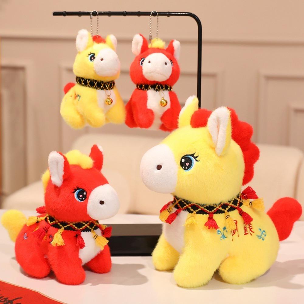Chinese Style Zodiac Horse Doll Cute Plush Horse Toys Cartoon 2026 New Year Mascot Bedside Decor