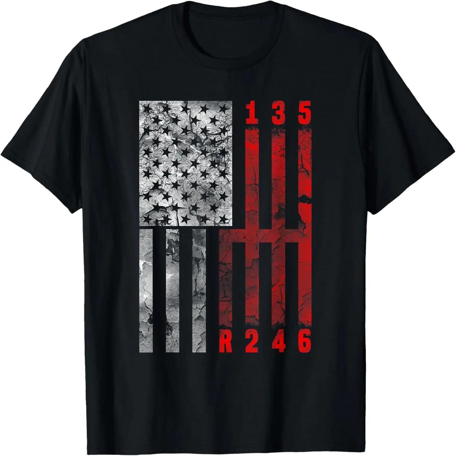 Stick Shift American Flag Muscle Car 6 Gears Mechanic Shirt T-Shirt XXXXXL разноцветный