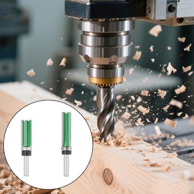 2Pcs 8MM 12MM Shank Bearing Straight Router Bit Copy Trimming Cutter Trimming Machine Milling Cutter Woodworking Tool